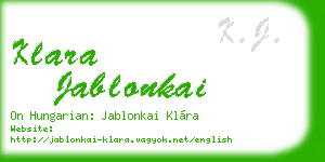 klara jablonkai business card