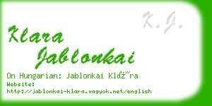 klara jablonkai business card